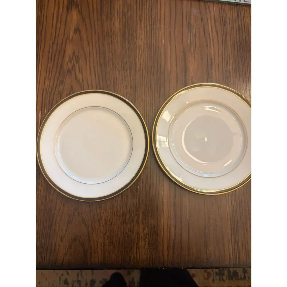 Lenox Kristy Butter dishes  Classic White and Gold Rim butter Plates - Set of 2